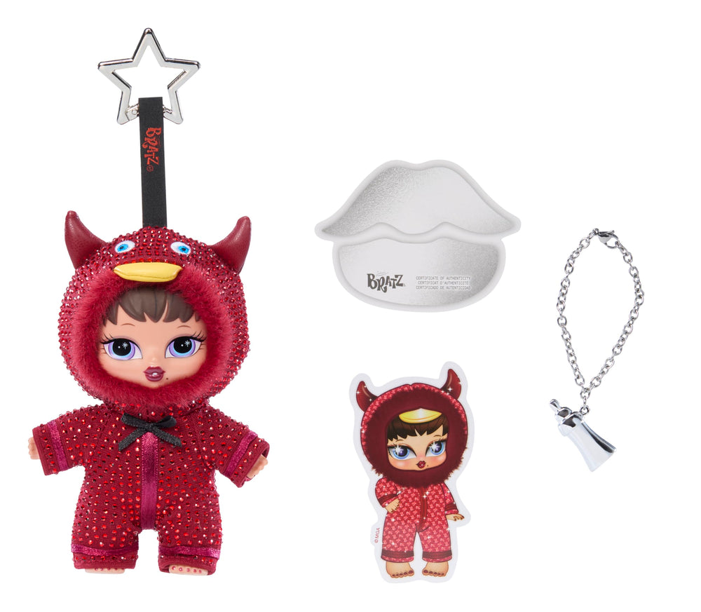 Bratz next to a hand showing 8-inch size and easy portability