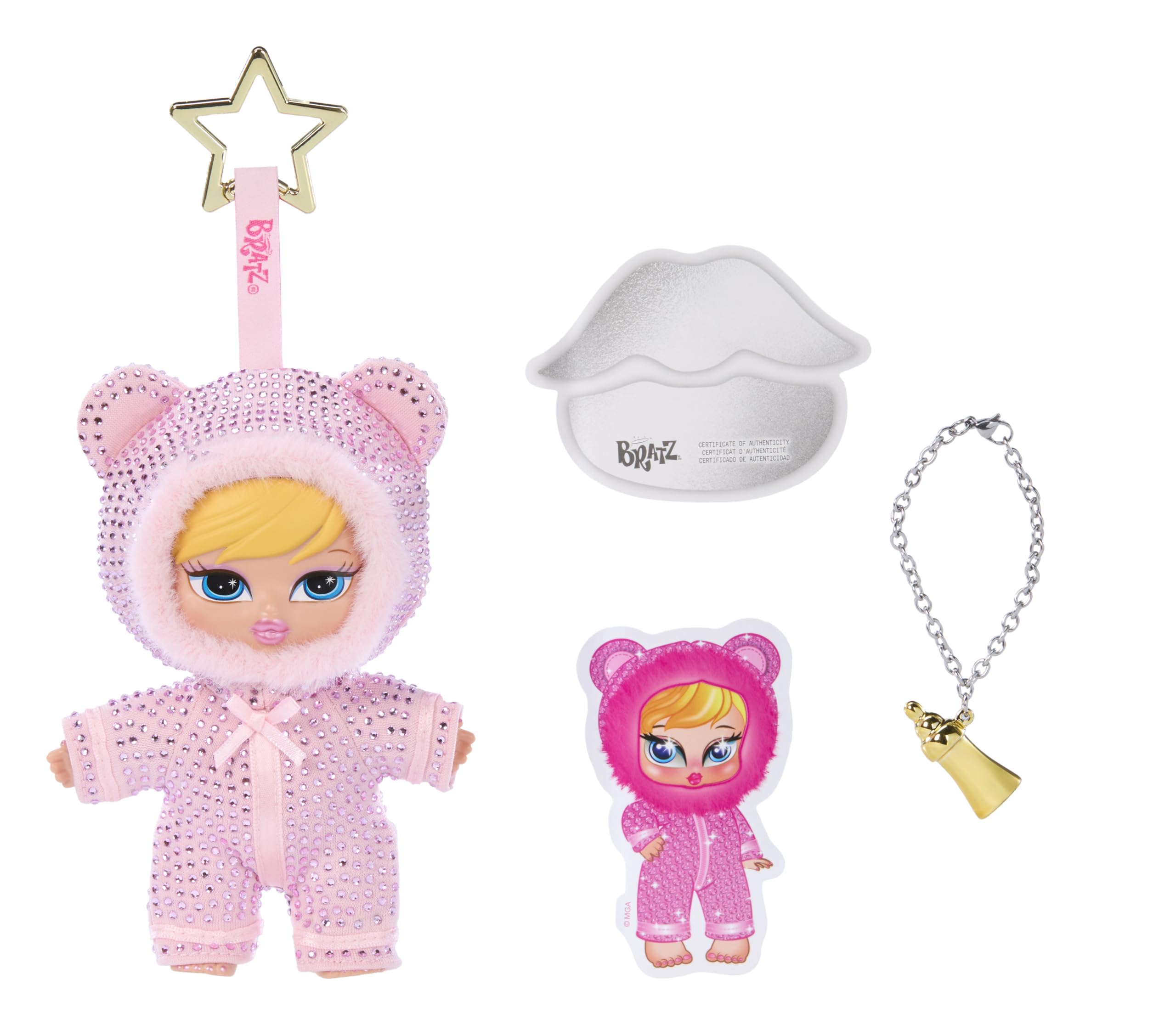 Bratz charm clip attached to a purse showing portable collectible flair
