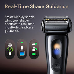 Braun NEVO smart display illuminated showing battery and alerts benefit: easy maintenance