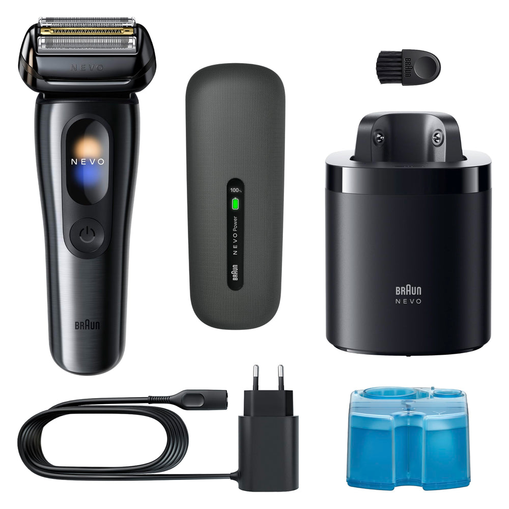 Braun NEVO stainless steel body close detail benefit: durable premium construction