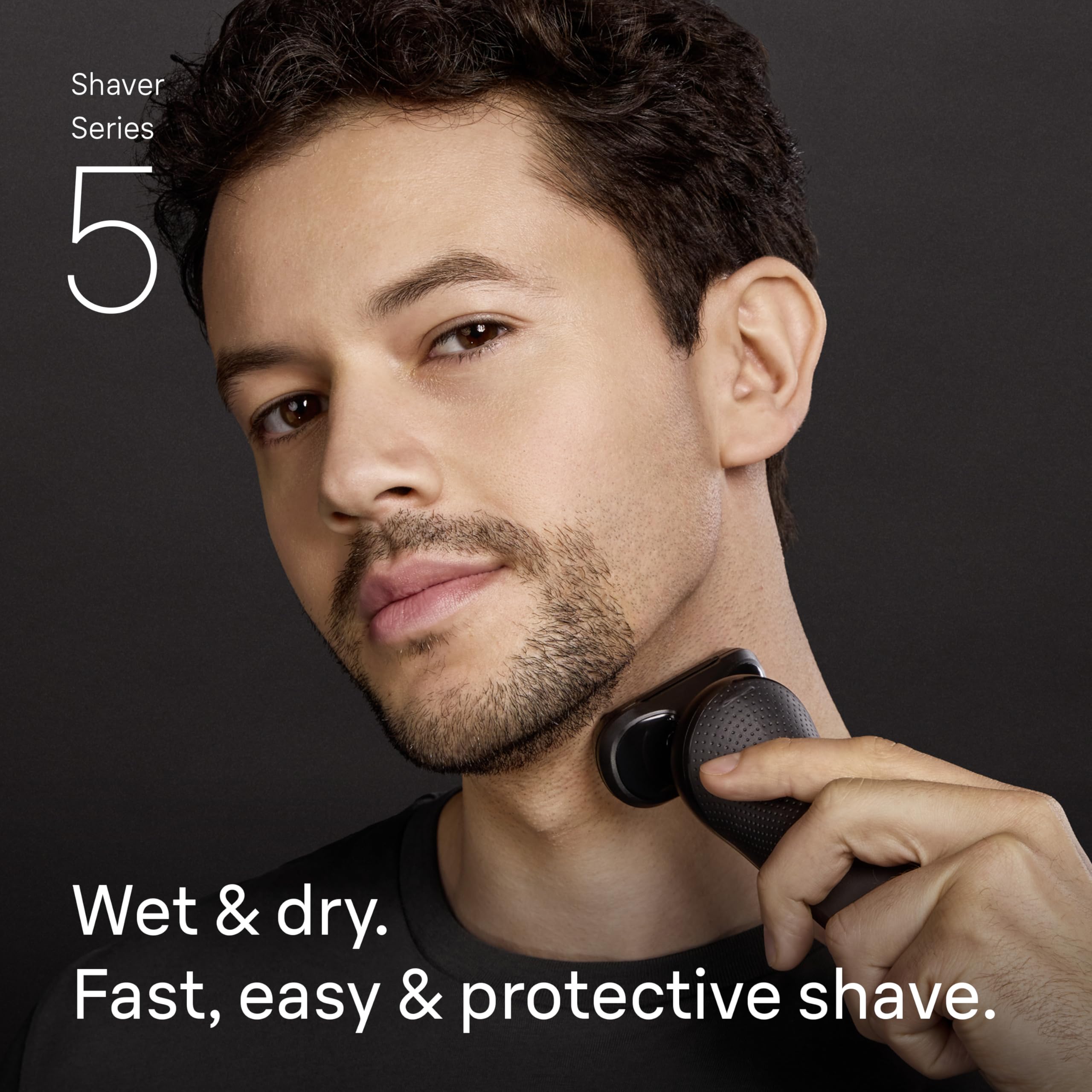 Braun Series 5 on charging stand for neat storage and ready-to-go power