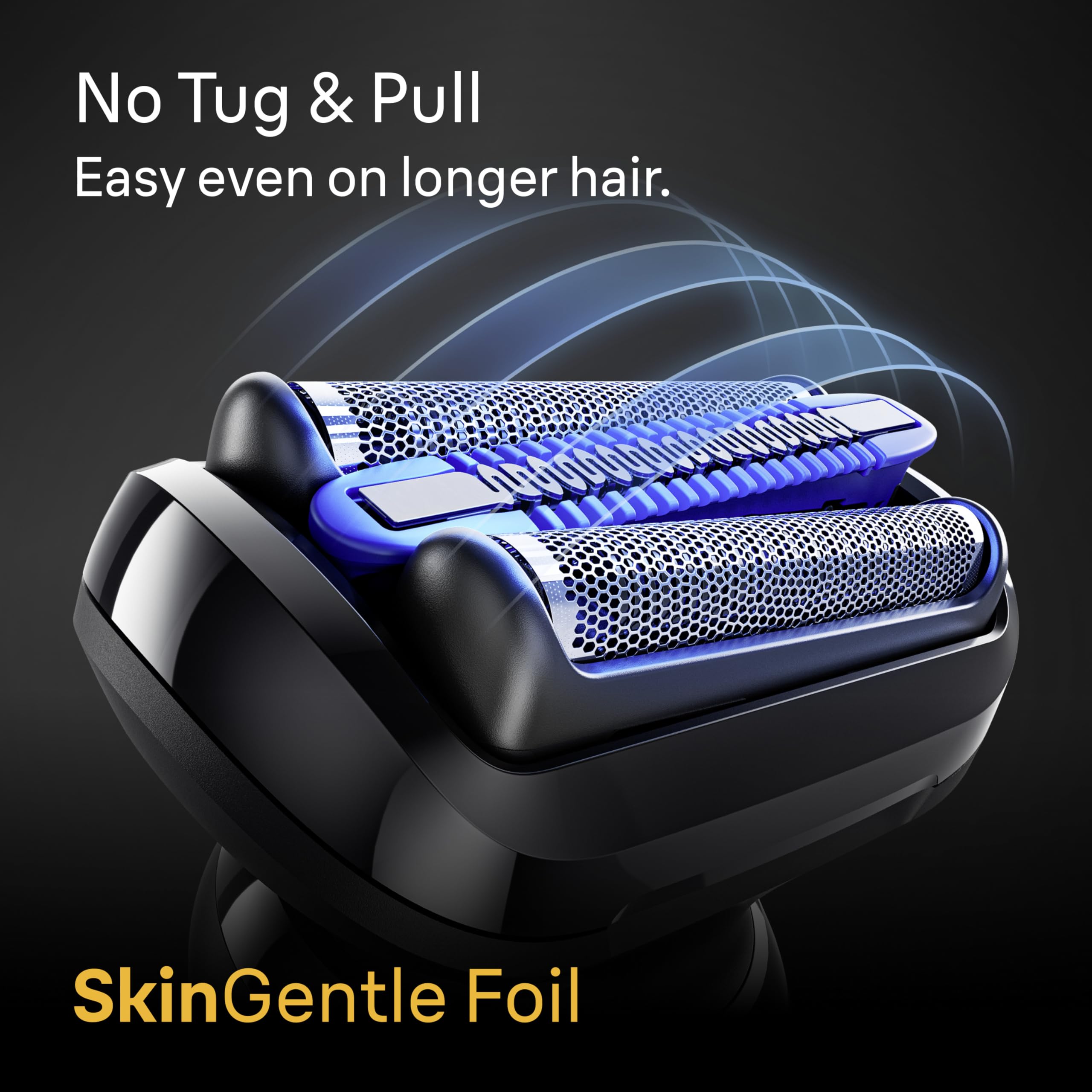 Braun Series 5 close-up of SkinGentle foil and SmoothShave blade for less tug