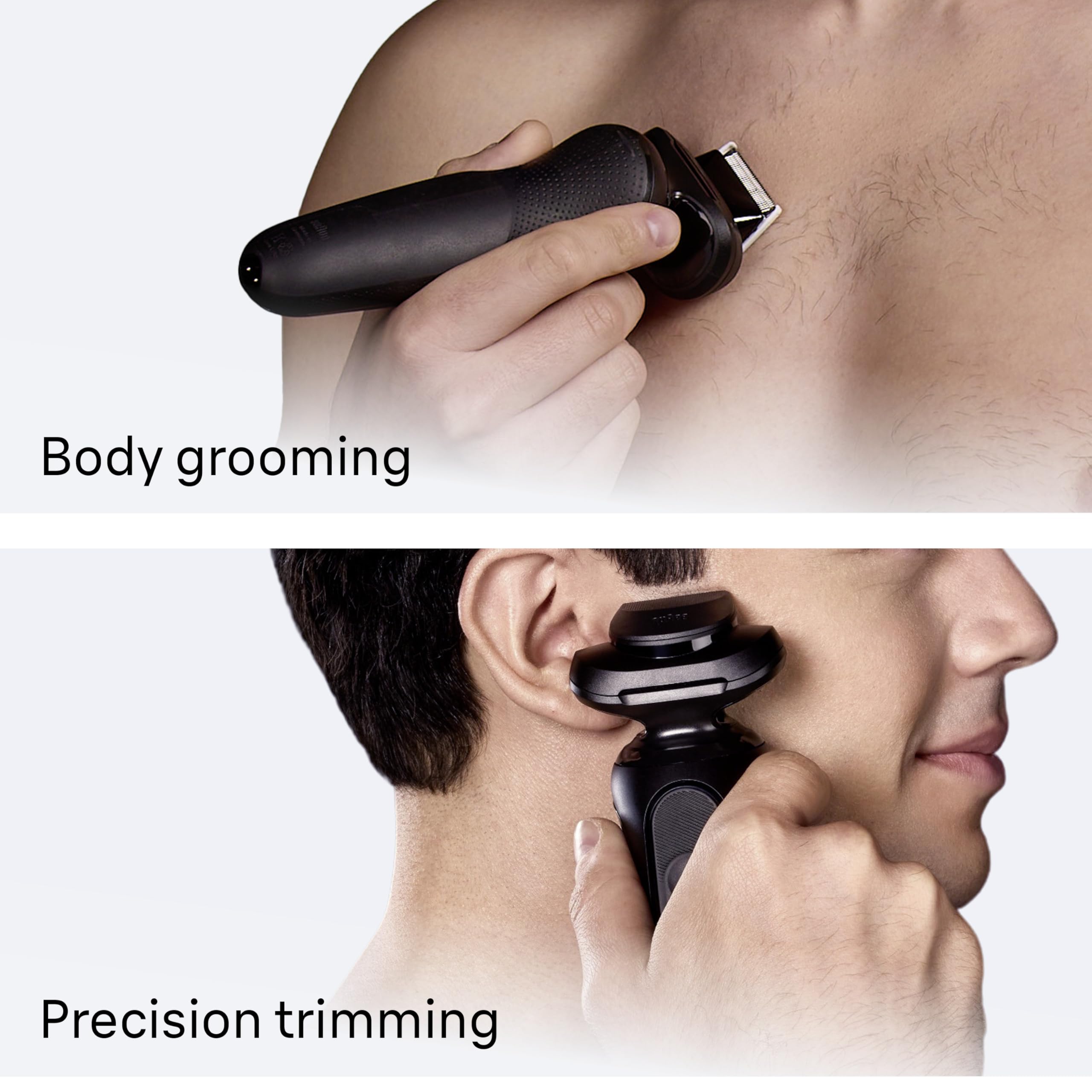 Braun Series 5 held in hand for scale showing compact, travel-friendly size