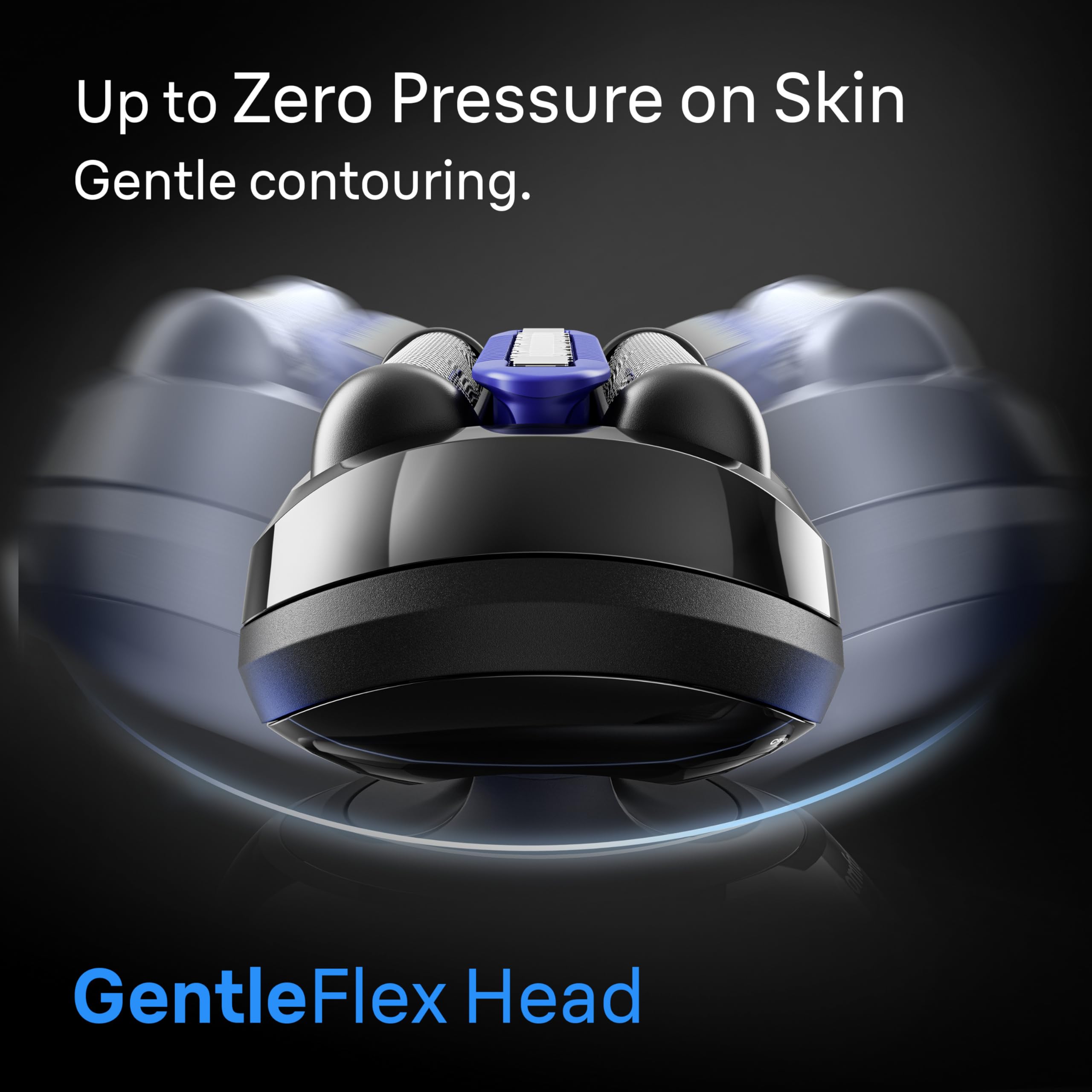 Braun gentleflex head closeup illustrating adaptive contouring for gentler cuts