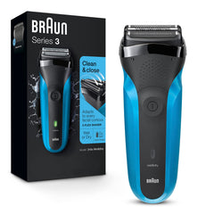 Braun Series 3 front view showing blue casing and ergonomic grip benefit quick handling