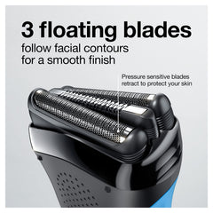 Braun Series 3 SensoFoil detail displaying twin foils that protect skin during shave