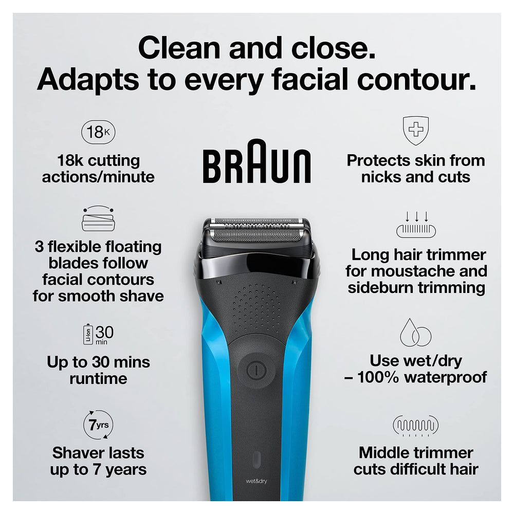 Braun Series 3 super thin head close-up showing design that accesses tight spots