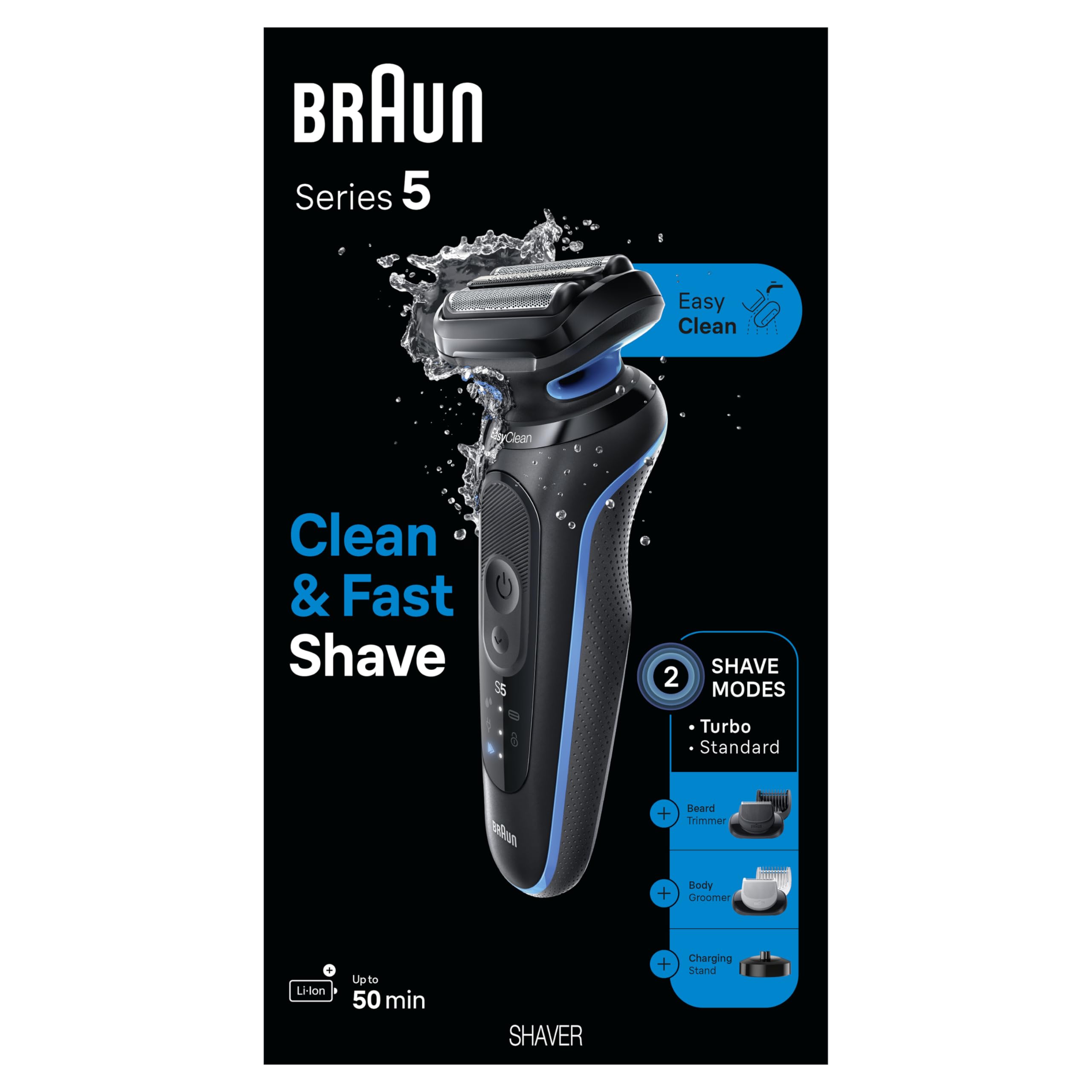Braun product box and contents displayed for clear inventory and included items