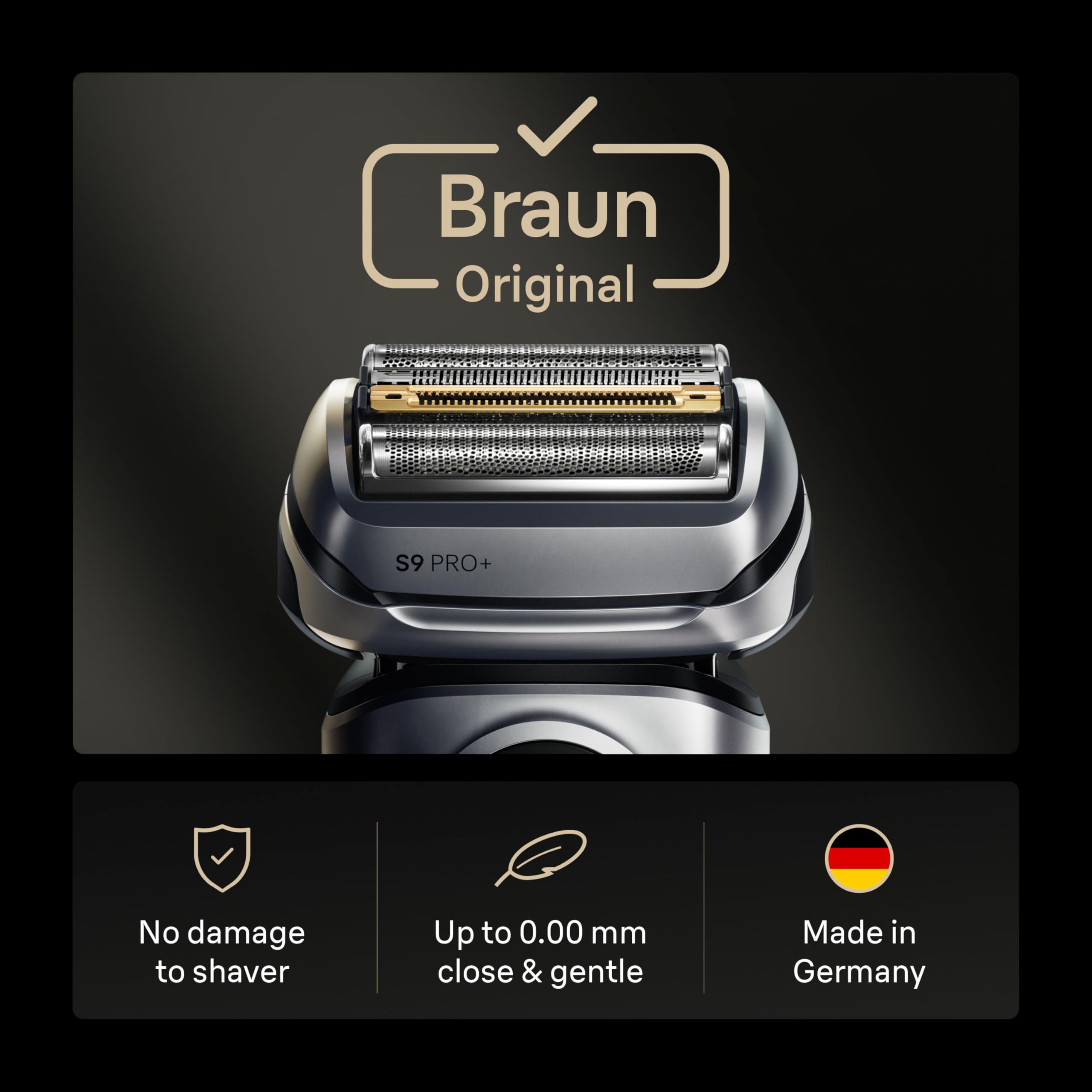 Braun Series 9 close-up of foil highlighting fine mesh for gentle skin protection