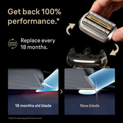 Braun Series 9 head snapping into place demonstrating easy click-on replacement