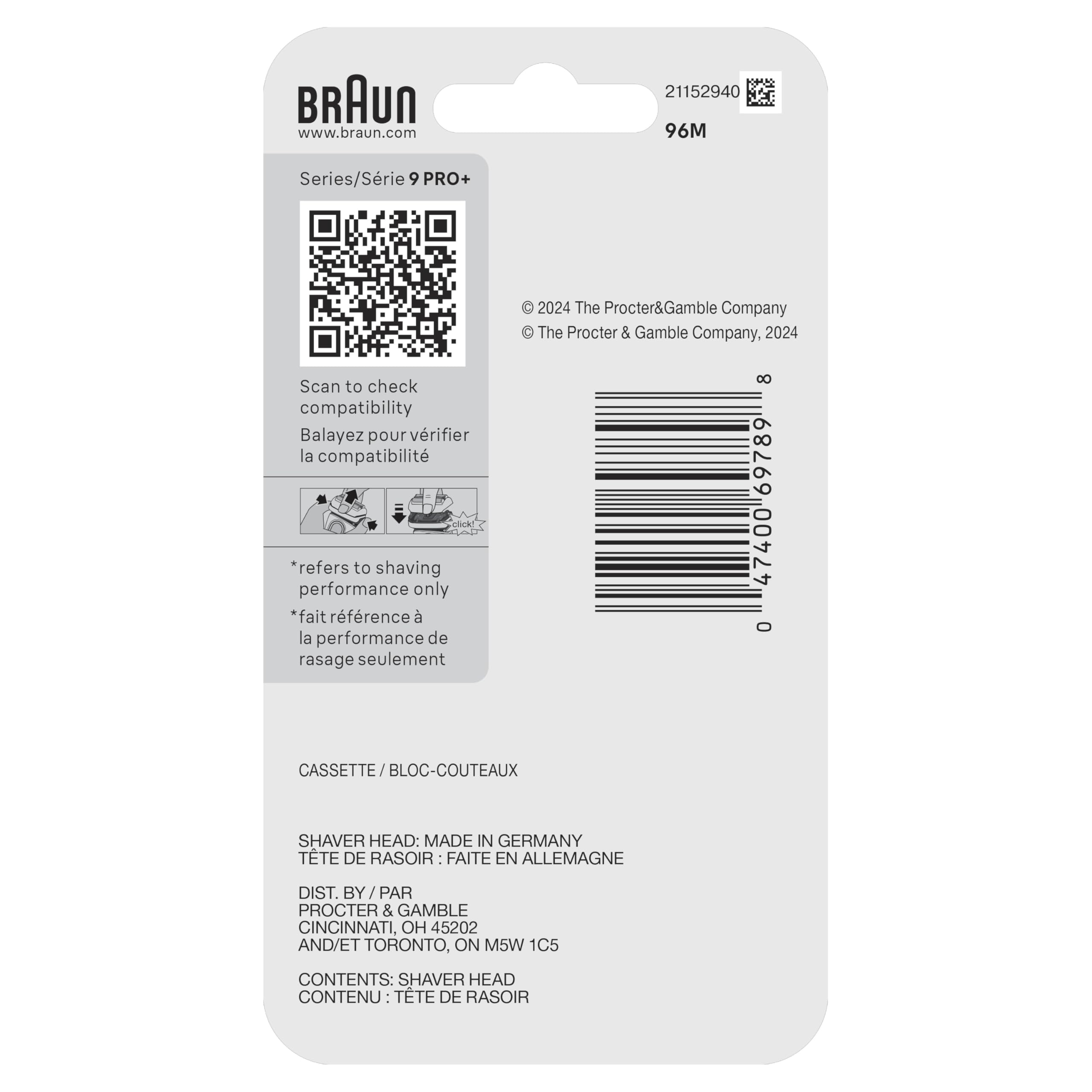 Braun Series 9 packaging label showing original part number and German manufacture