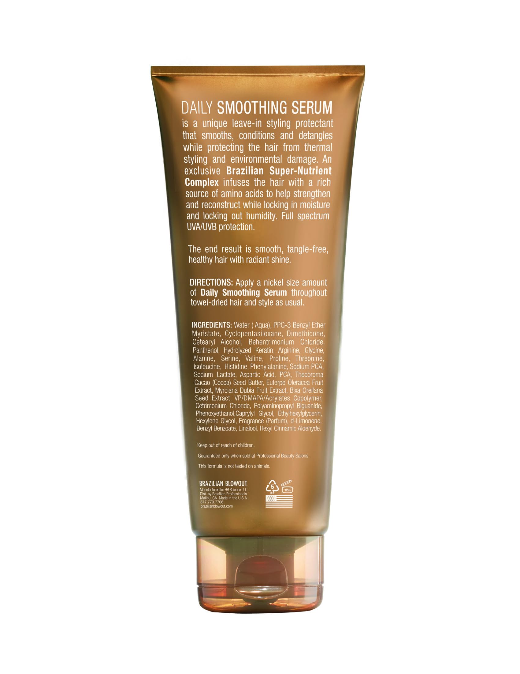 BRAZILIAN BLOWOUT pump and serum texture close-up, highlights lightweight application