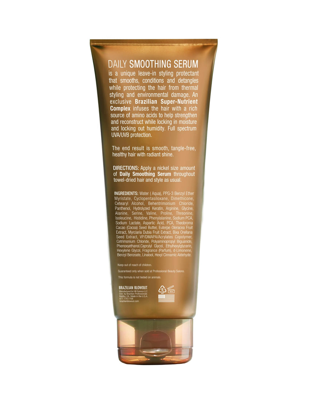 BRAZILIAN BLOWOUT pump and serum texture close-up, highlights lightweight application