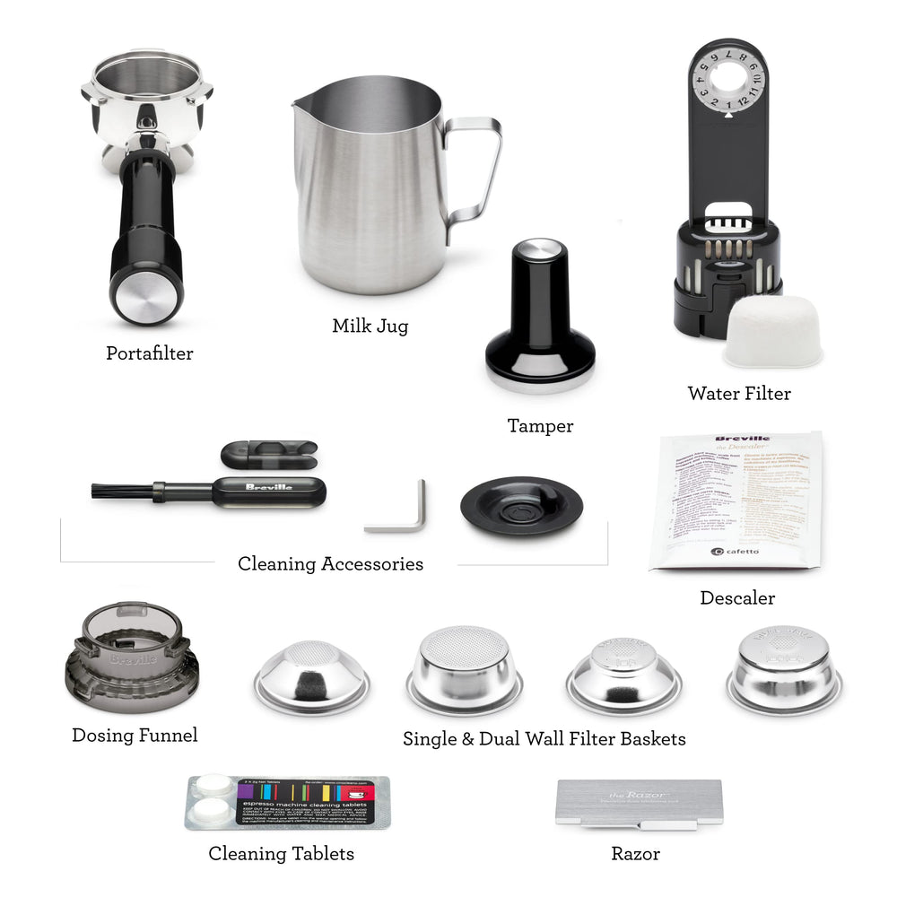 Breville espresso machine in a kitchen making café drinks at home