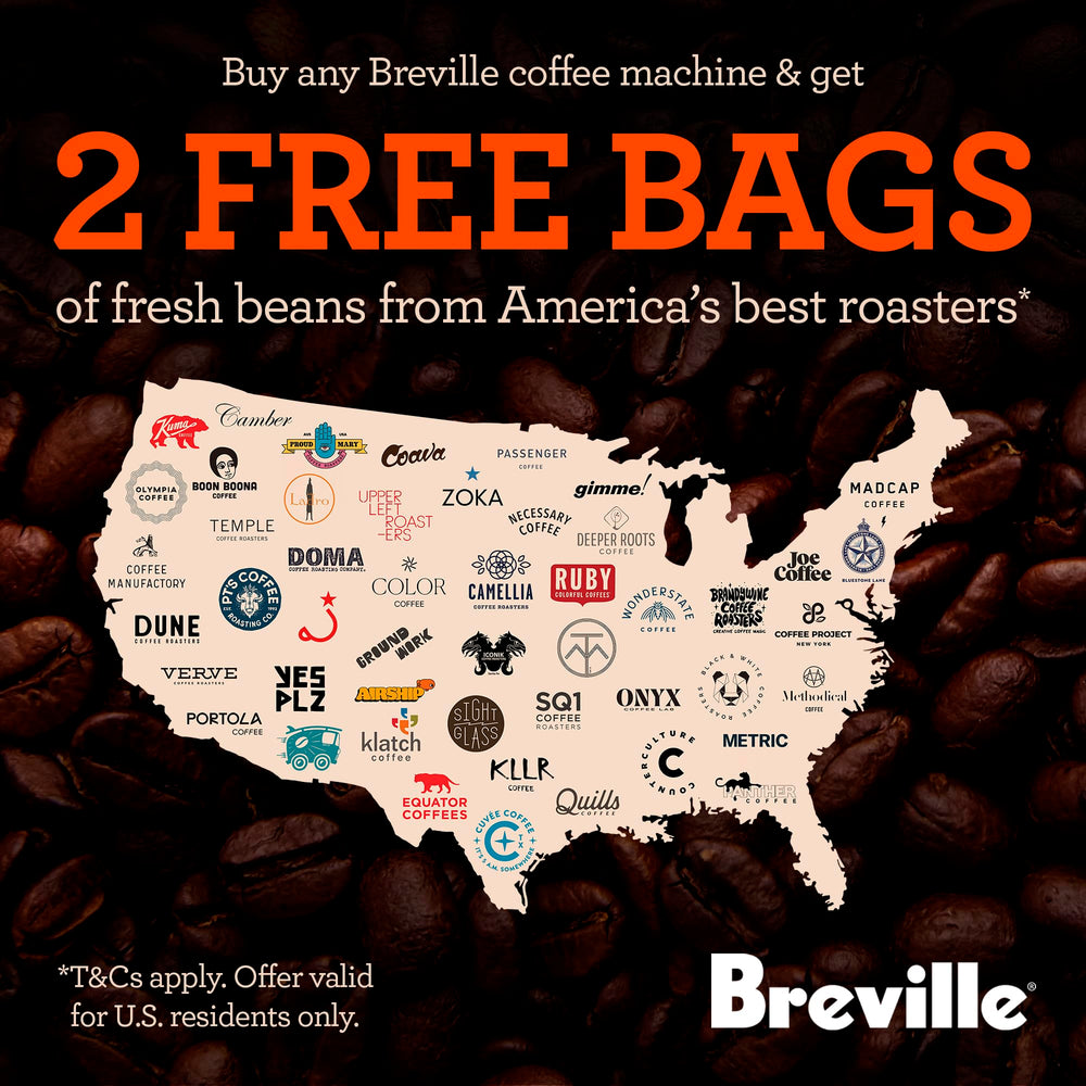 Breville removable water tank and bean hopper for simple refills