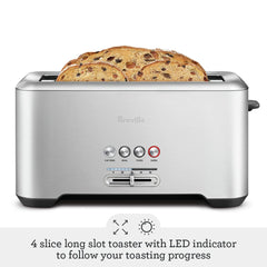 Breville close-up of extra-wide slots demonstrating capacity for thick artisan bread and bagels