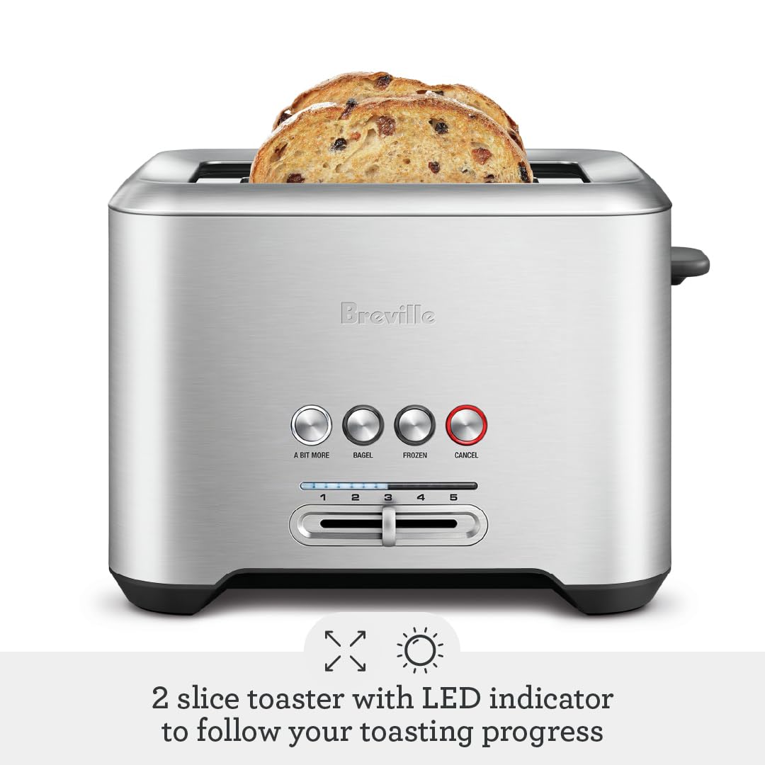 Breville wide slot close-up handling thick artisanal bread evenly