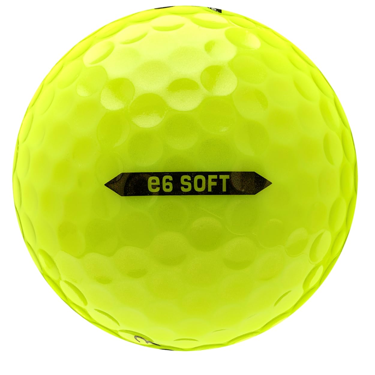 Bridgestone e6 Soft Yellow core close-up highlighting soft feel and longer distance performance