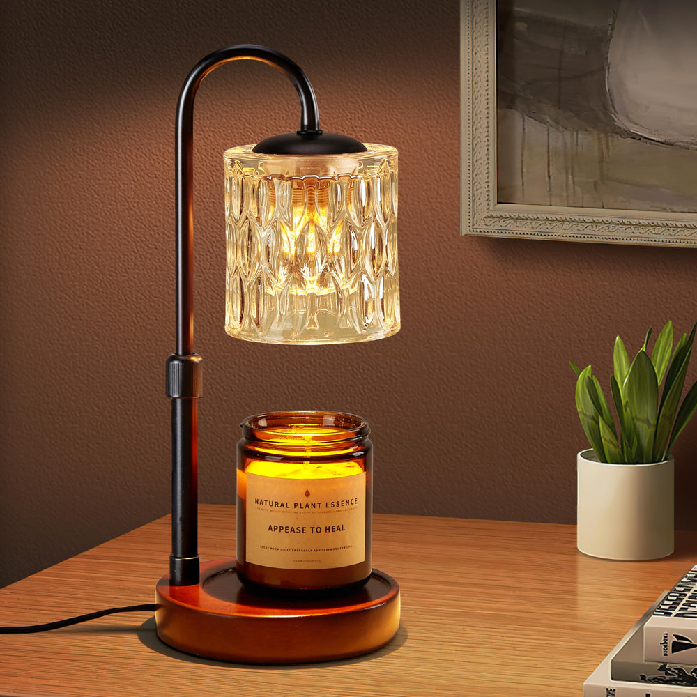 Briever front view with walnut base showing elegant design and safe warming