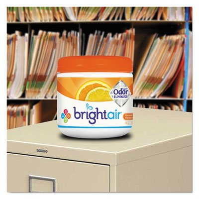 Bright Air jar placed next to common kitchen items showing size and room coverage