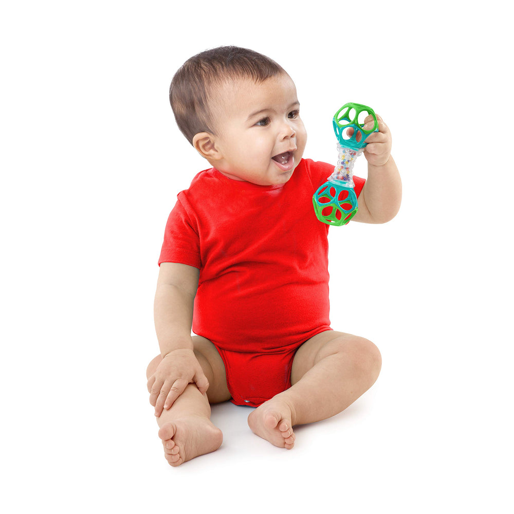 Bright Starts Grab & Spin rattle demonstrating easy hold and spinning sensory play