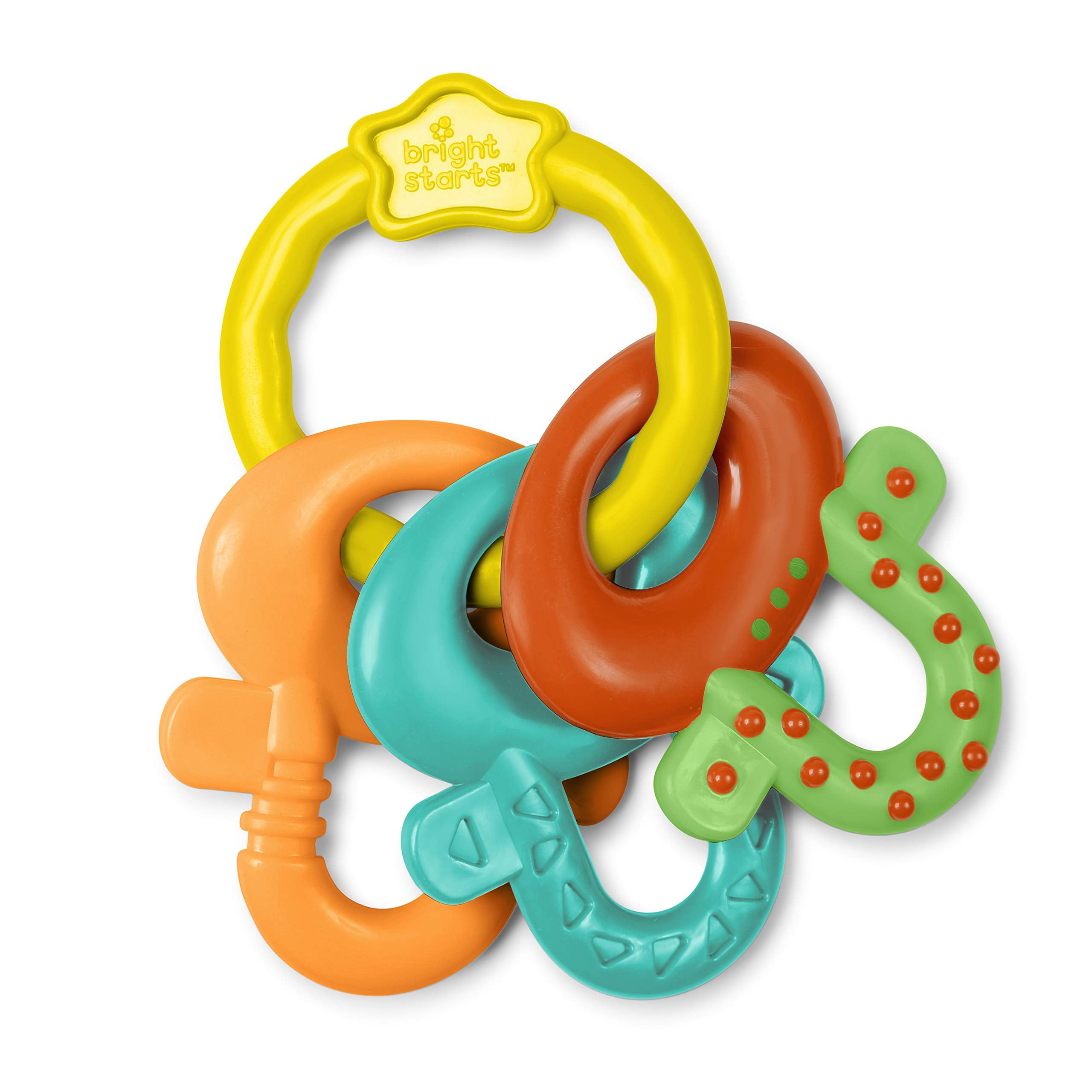 Bright Starts toys inside a diaper bag showing compact storage and on-the-go readiness