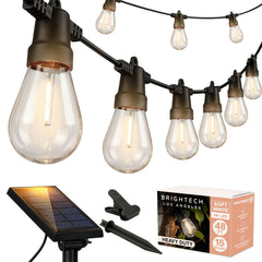Brightech front view of 48ft string lights showing warm soft-white ambiance