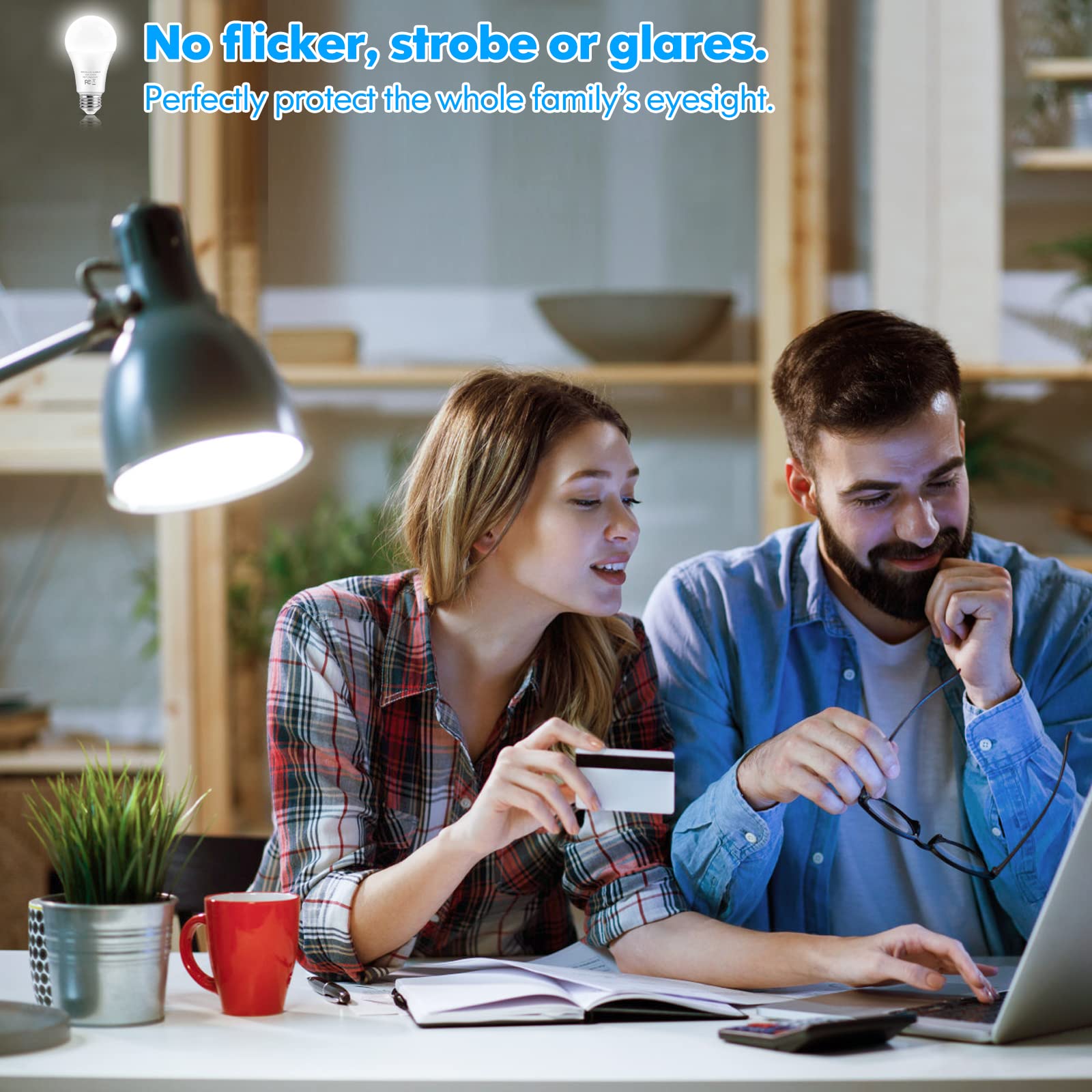 Brightever bulb installed in a table lamp providing bright task lighting