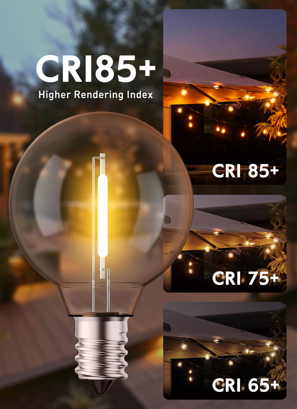 Brightown G40 bulb dimmer demo showing adjustable warm-white brightness
