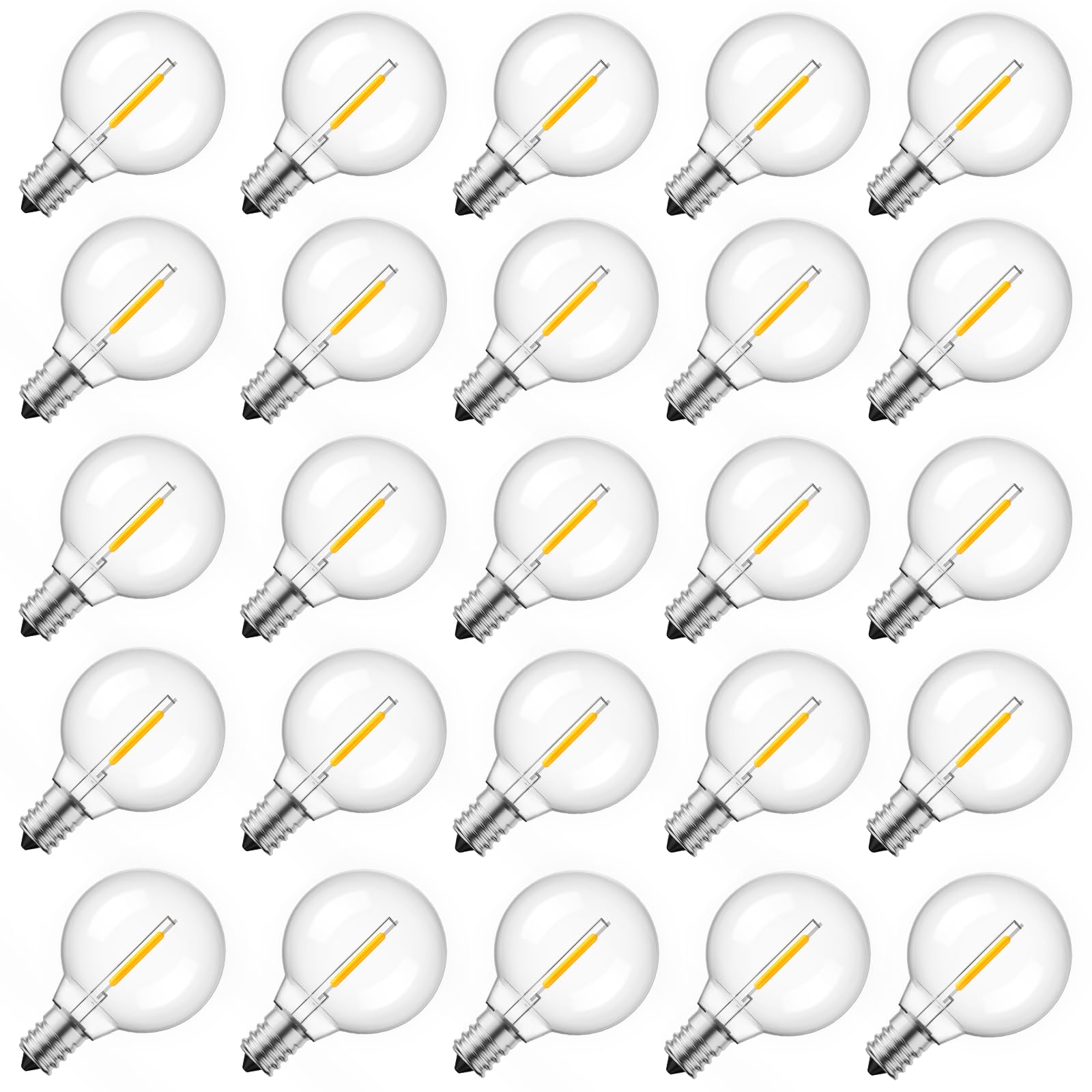 Brightown front view of G40 bulb showing warm shape and energy saving