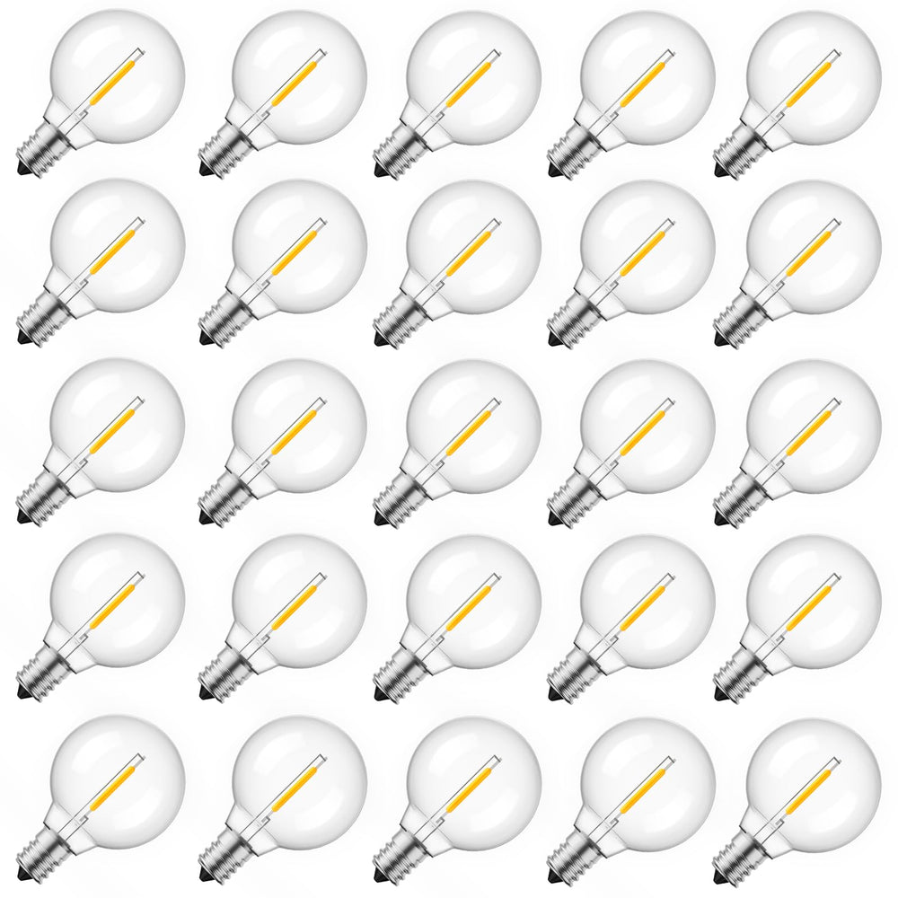 Brightown front view of G40 bulb showing warm shape and energy saving
