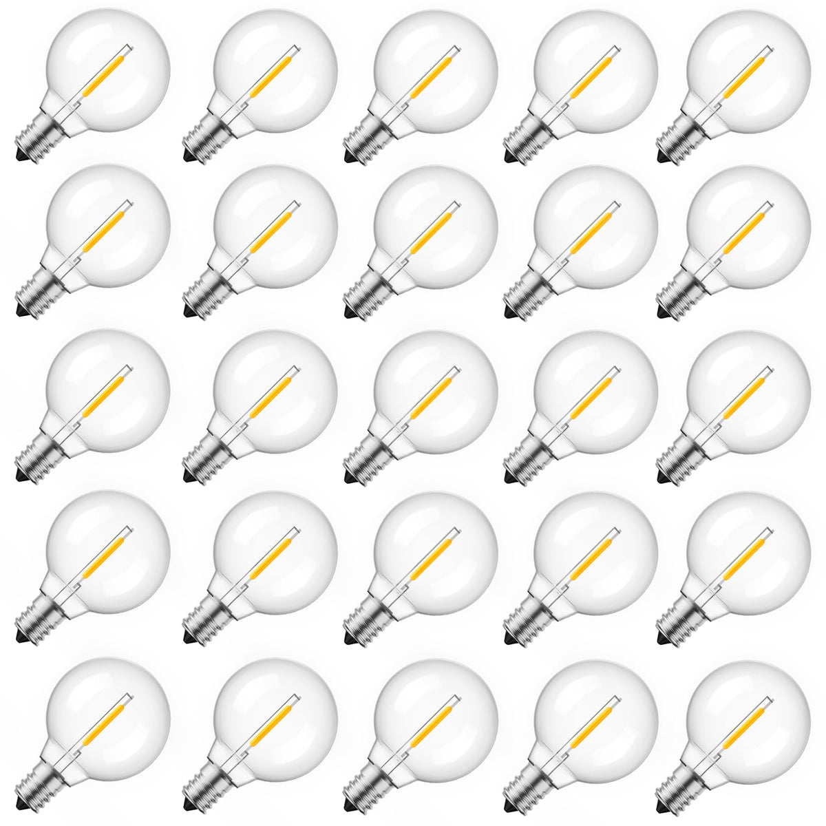 Brightown front view of G40 bulb showing warm shape and energy saving