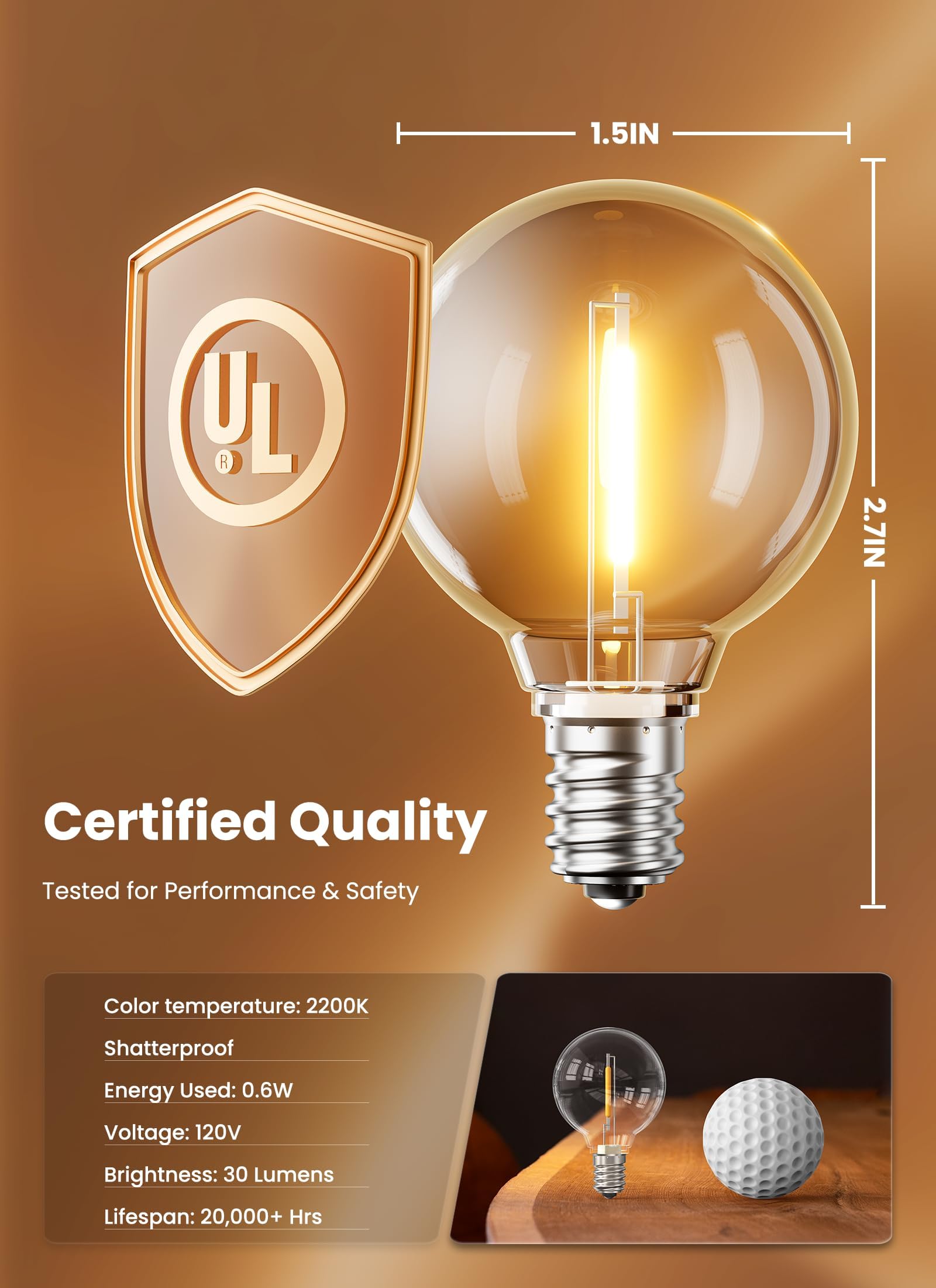 Brightown G40 bulbs installed on outdoor string lights for cozy ambiance