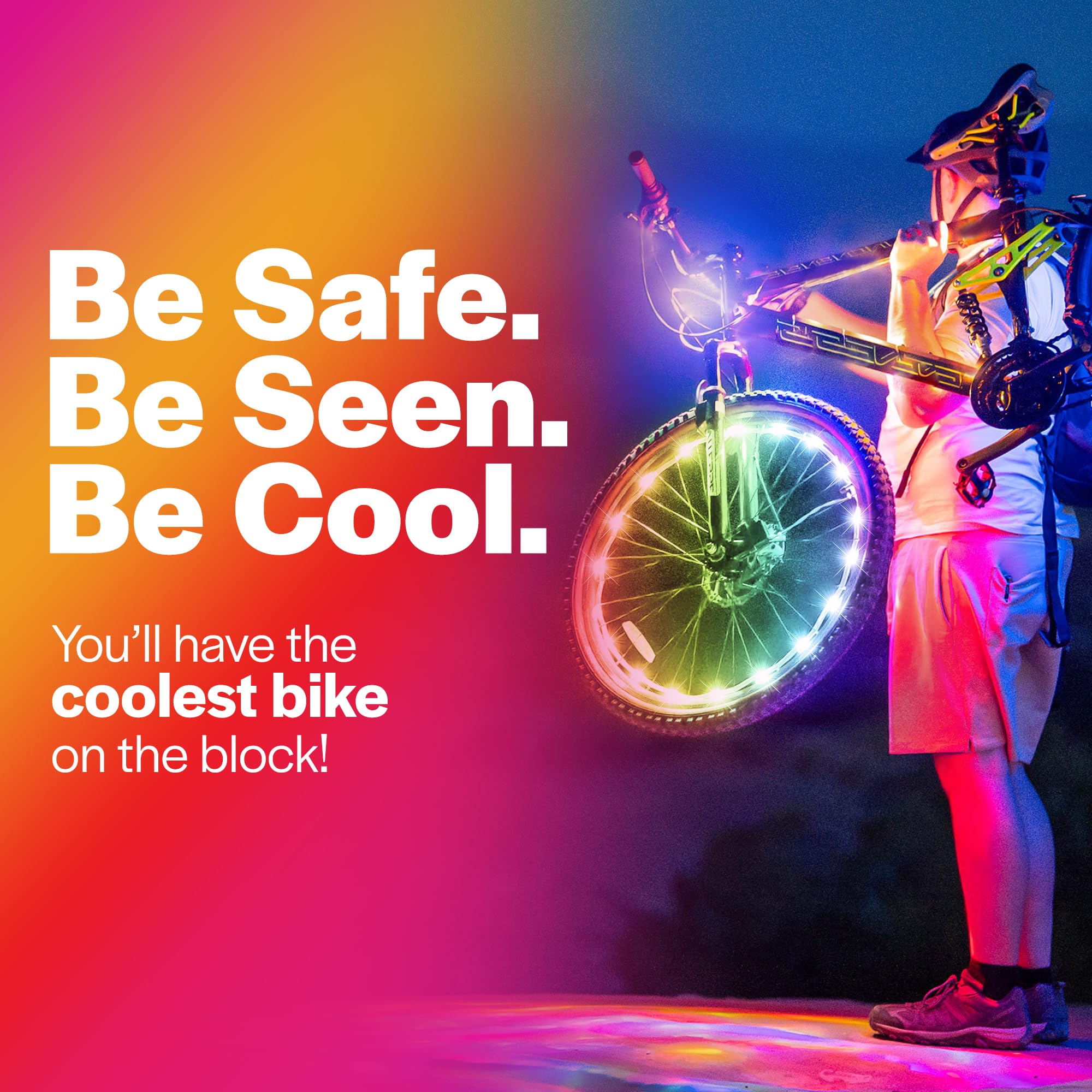 Brightz installed on a child’s bike demonstrating improved nighttime visibility along a path