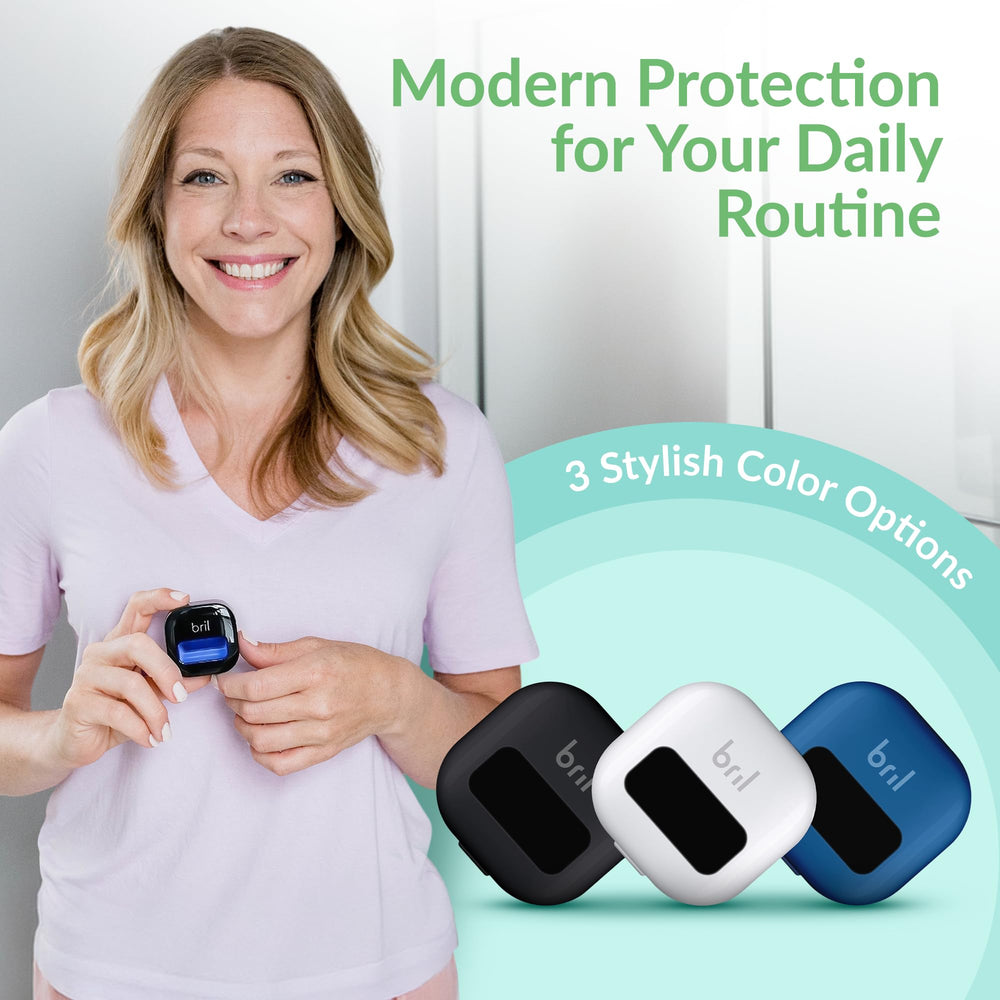 Bril units in multiple colors lined up showing color choices to match bathrooms