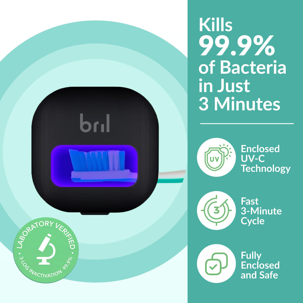 Bril UV-C chamber open interior showing enclosed sanitizing light for safety