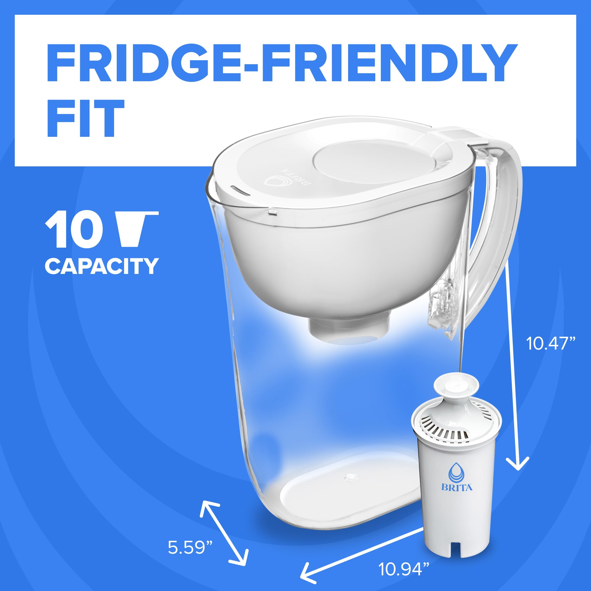 BRITA pitcher interior measuring markings visible for accurate filling and portioning