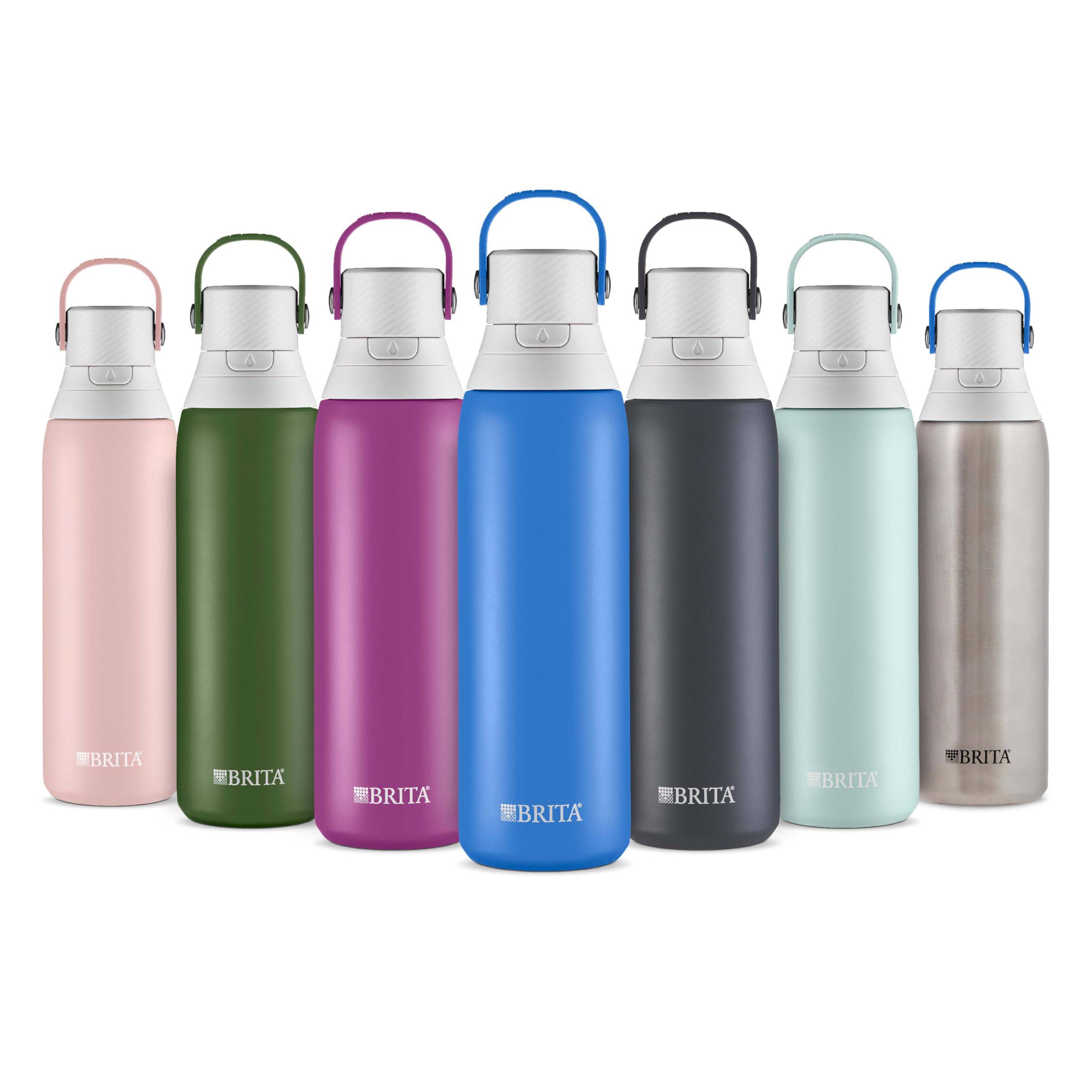 BRITA bottle beside laptop on office desk promoting better-tasting workday water