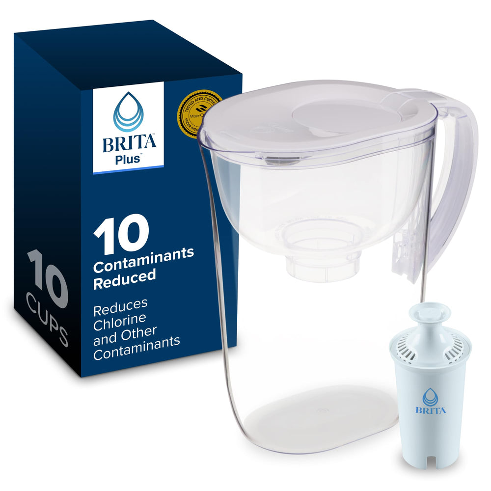 BRITA pitcher front view showing clear water and user-friendly design benefit