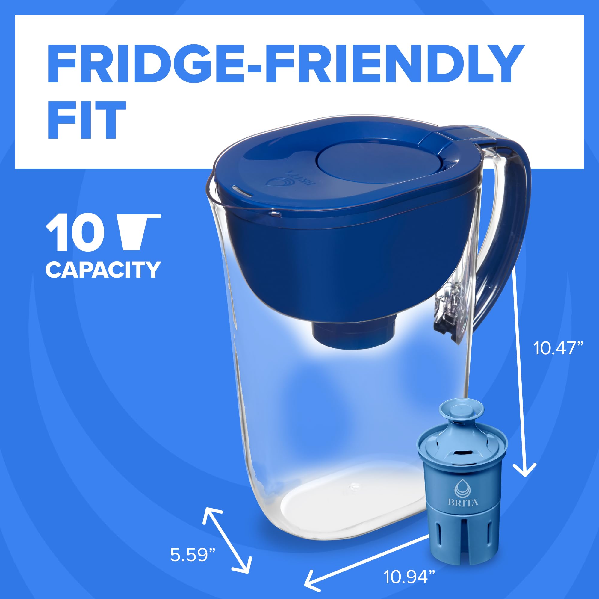 BRITA top-fill view highlighting lid seal and effortless refill convenience