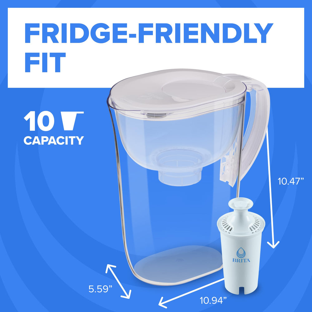 BRITA pouring water into glass illustrating smooth pour and improved taste