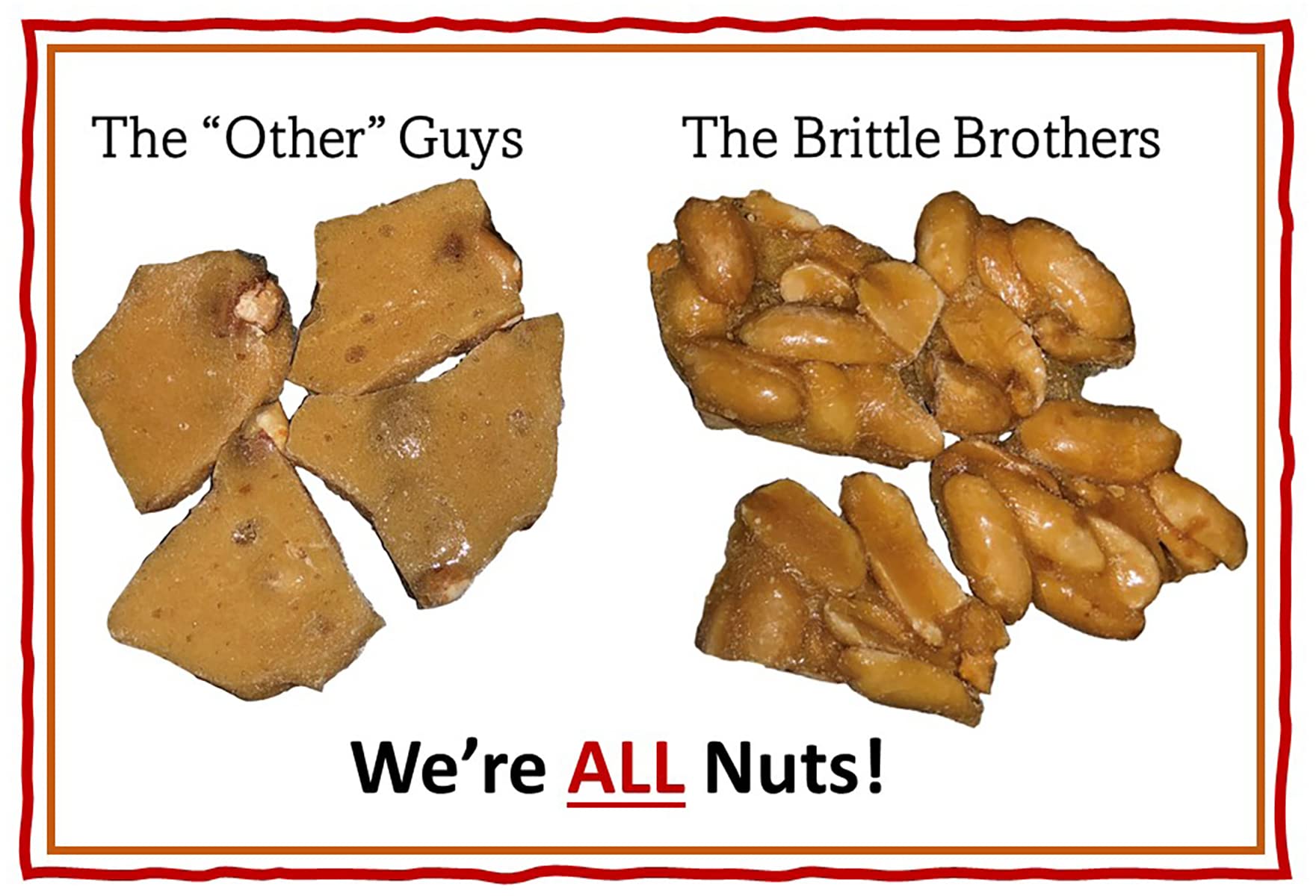 Brittle Brothers close-up of peanut cluster highlighting extra nuts and crunchy texture