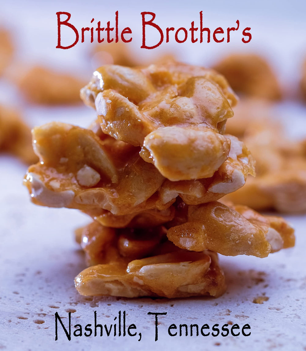 Brittle Brothers peanut brittle displayed on a plate for serving and entertaining