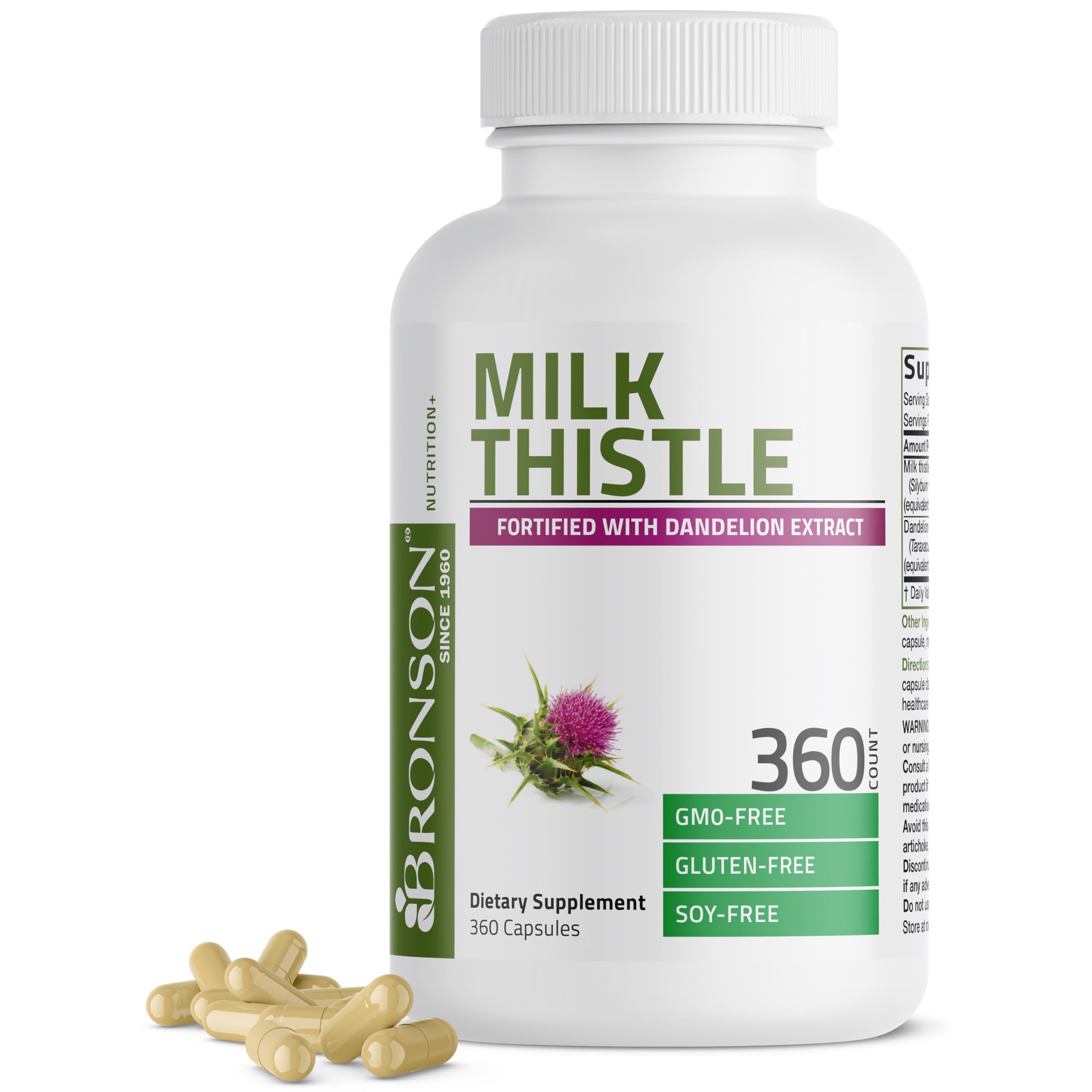 Bronson bottle front packaging showing product name and capsule count benefit