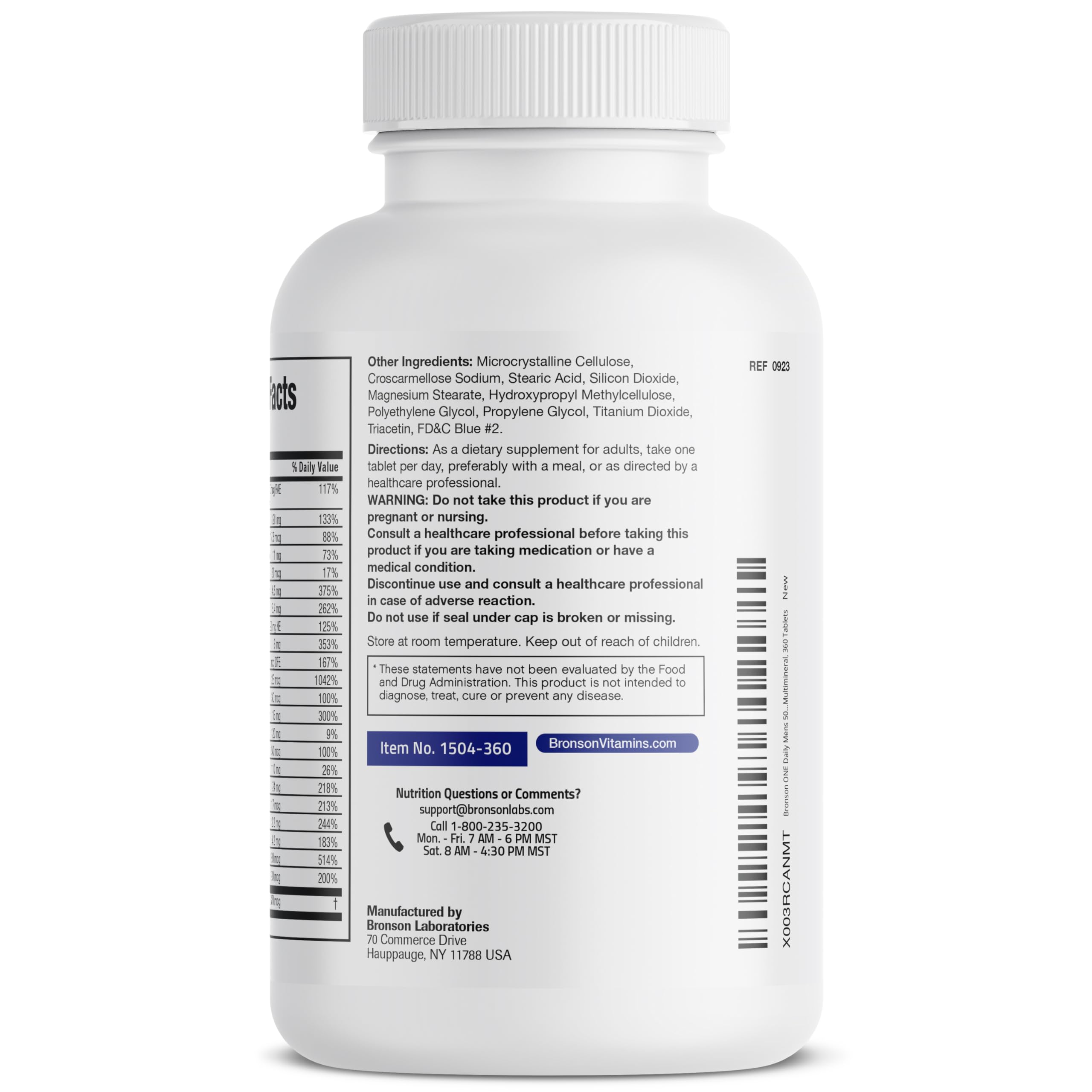 Bronson tablets spilled on wood surface demonstrating tablet appearance and quantity