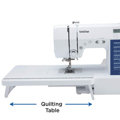 Brother CS7000X LCD closeup displaying stitch selection for quick setup