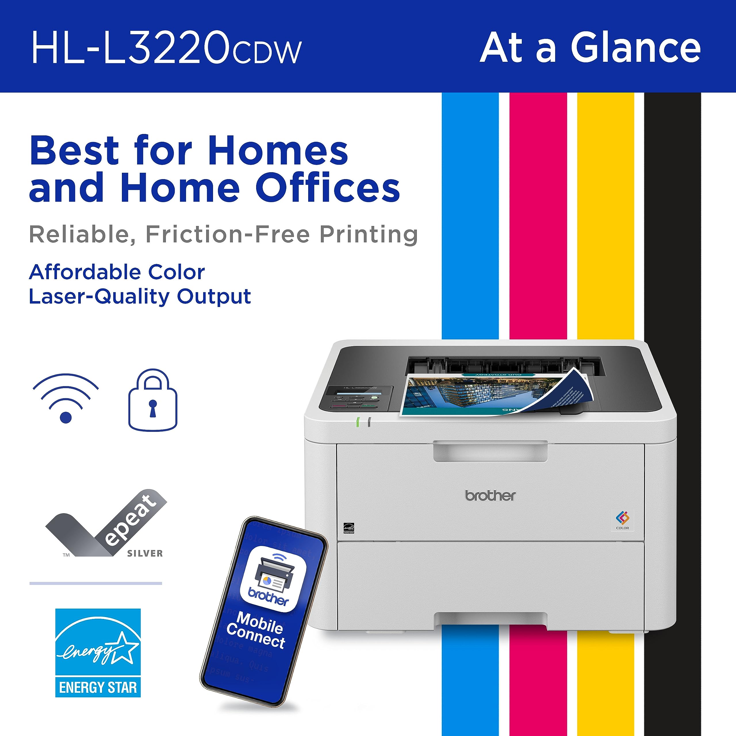Brother HL-L3220CDW control-panel closeup for easy setup and quick operation