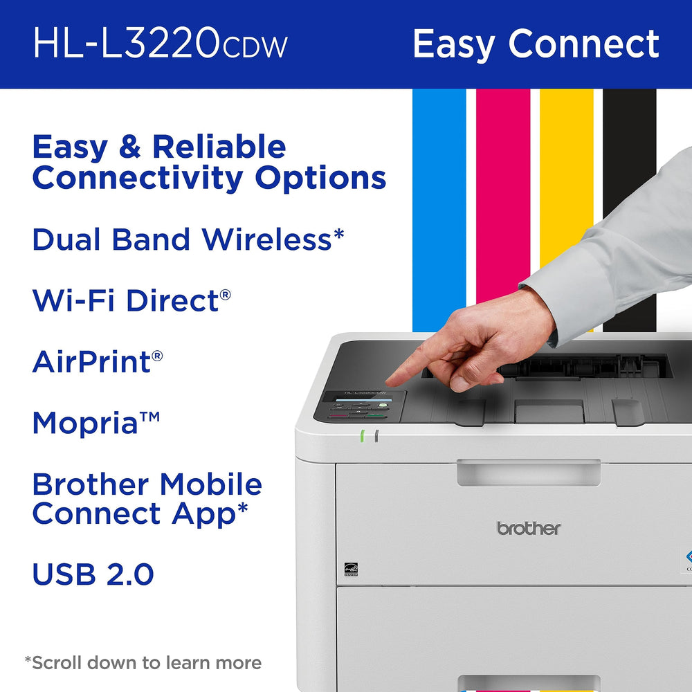 Brother HL-L3220CDW printing from a smartphone illustrating wireless convenience