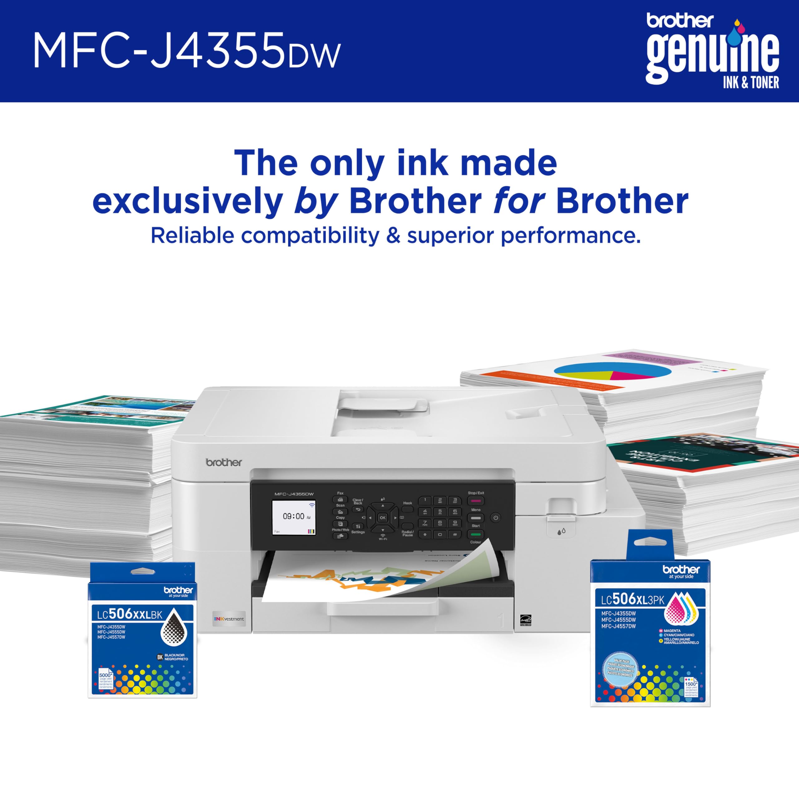 Brother INKvestment ADF loading documents for faster multi-page scanning benefit