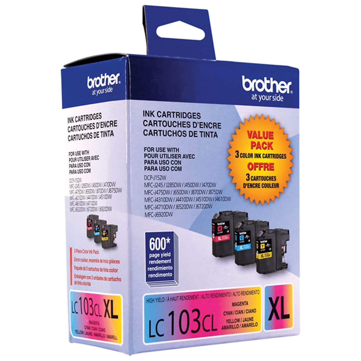 Brother LC1033PKS size and scale comparison beside a notebook to show cartridge dimensions